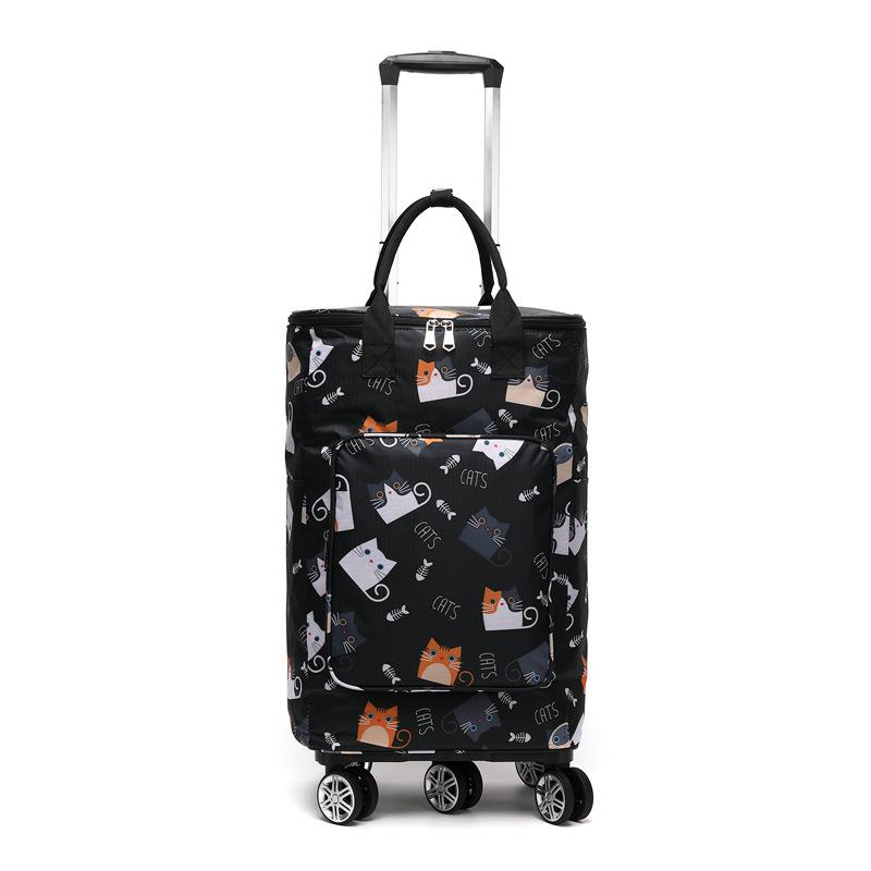Portable Small Trolley Cart with Universal Wheels and Insulated Shopping Bag