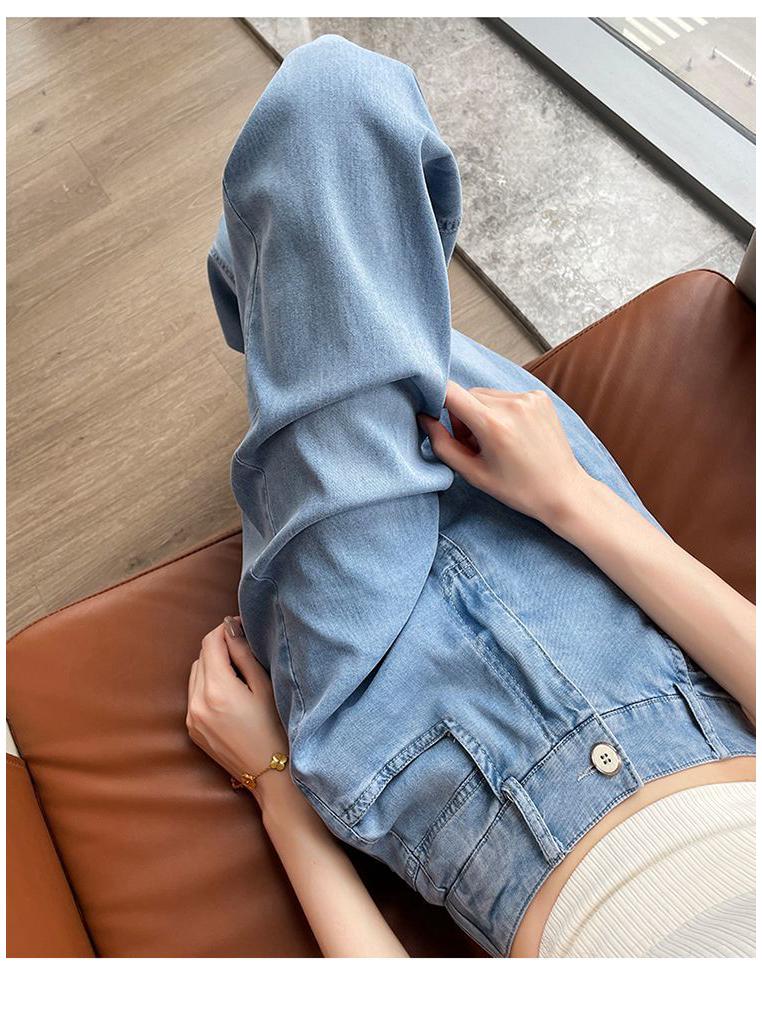 Women's Summer Slimming Tencel Cropped Wide-Leg Jeans with Elastic Waist