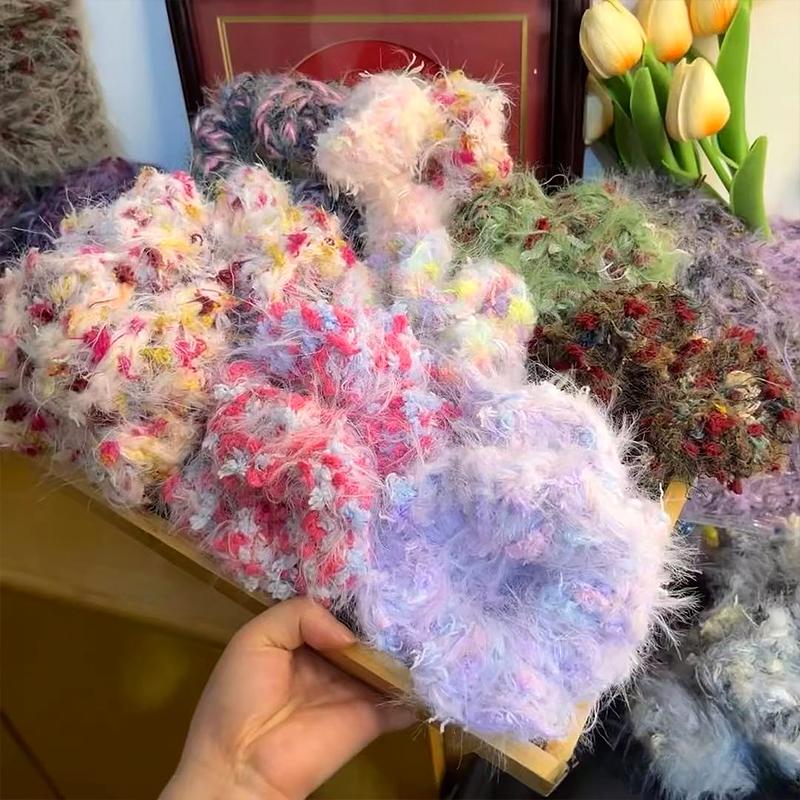 50g Knitted Clothing Accessories DIY Weaving Feather Bean Thread Multi Color Mixed Cute Feather Craft Material