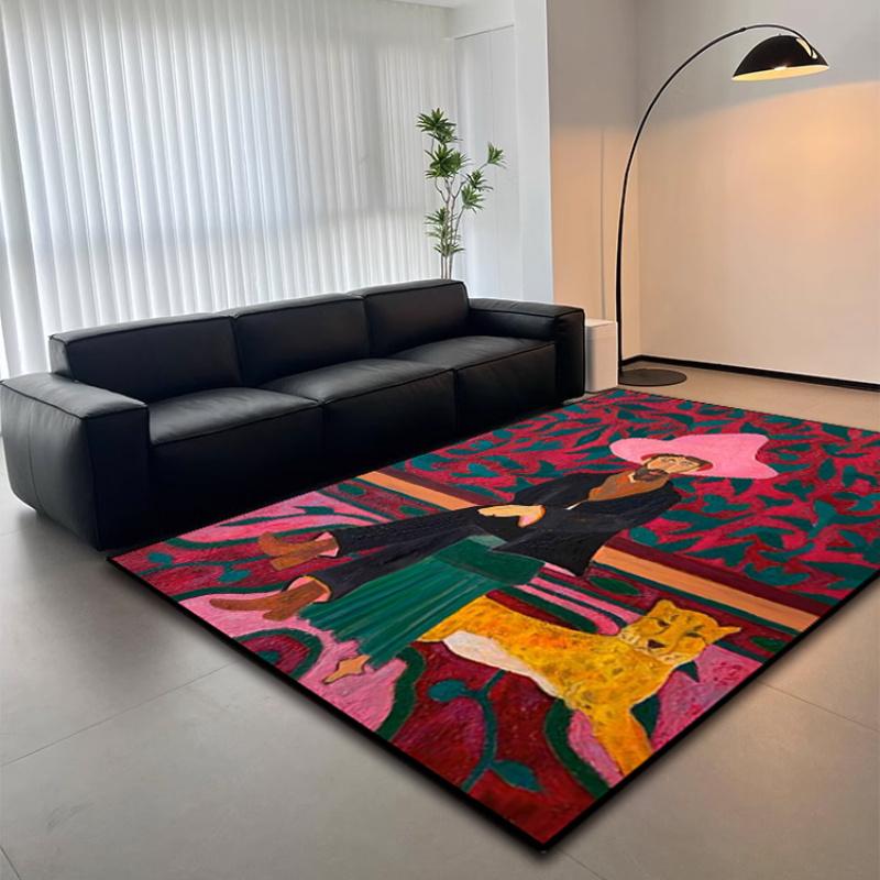 

Non Slip Luxury Floor Mat Modern Leopard Human Pattern Pink Green Red Black Purple Machine Washable Velvet Living Room Bedroom 50x80cm20x31in