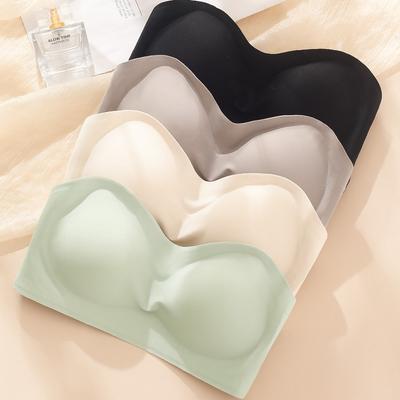 Strapless Non-slip Underwear Women's Small Breasts Gather Tube Top Type Steel Ring Anti-sagging Non-marking Bra Cover Invisible Back