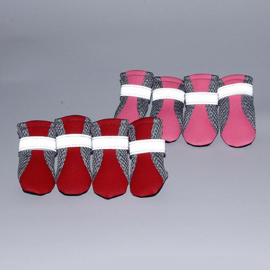 4 Stück Haustier-Hundeschuhe, rutschfeste, weiche Sohle, atmungsaktives Mesh, verstellbare Riemen, Stiefel