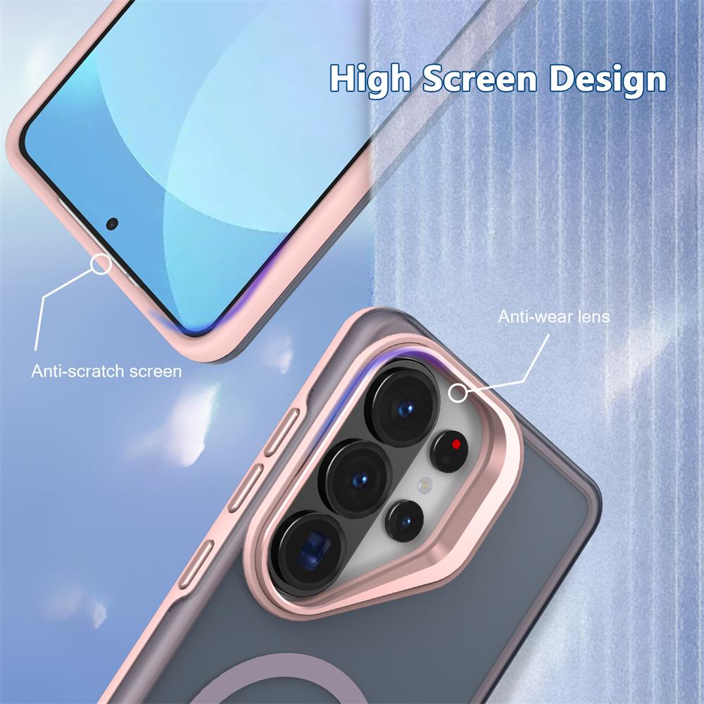 Luxury Matte Clear With Holder Magnetic For Magsafe Case For Samsung Galaxy S26 Ultra S25 FE S24 S23 Ultra Plus Shockproof Cover