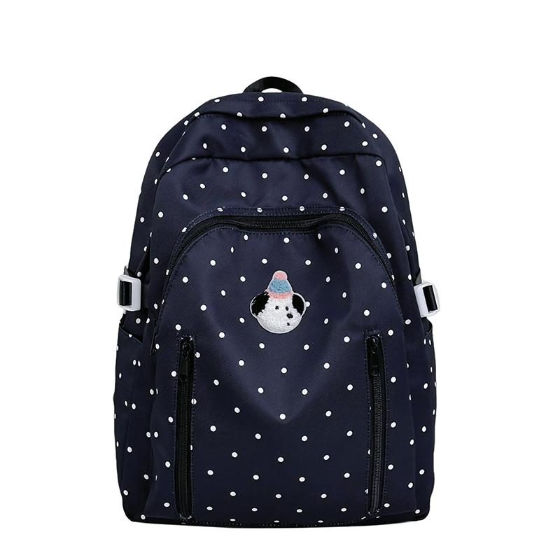 Dot Print Girls Backpack Junior High School Student Lightweight Schoolbag