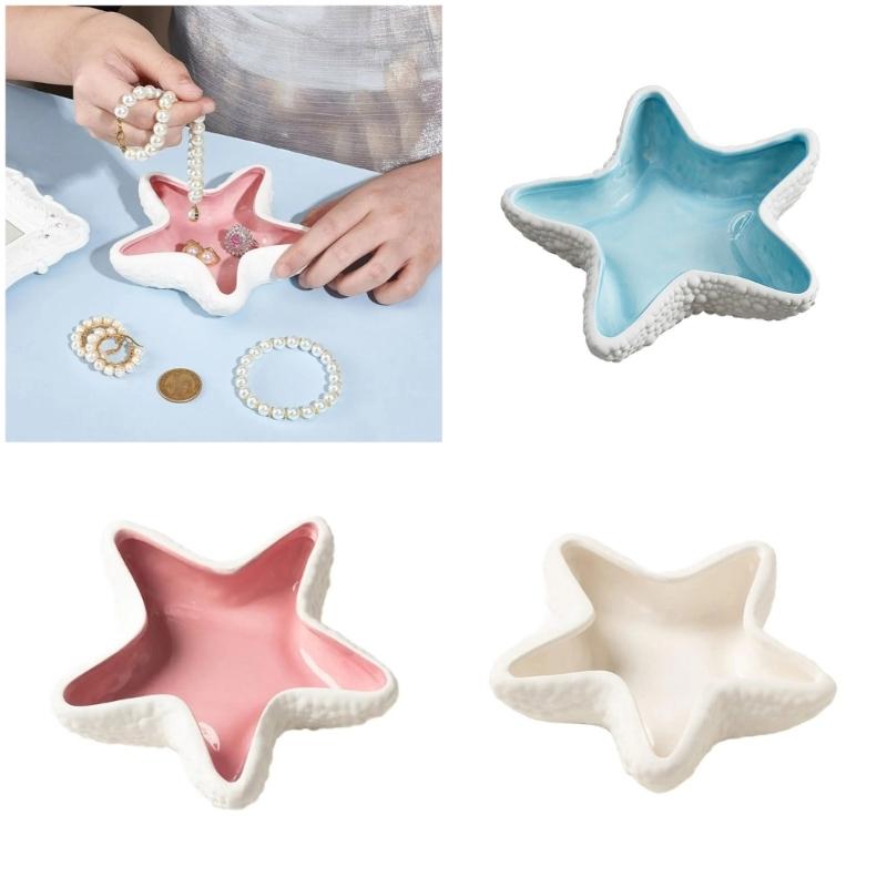 Beach Themed Earthenware Jewelry Dish Decorative Storage Solution For Daily Accessories And Present Box Included