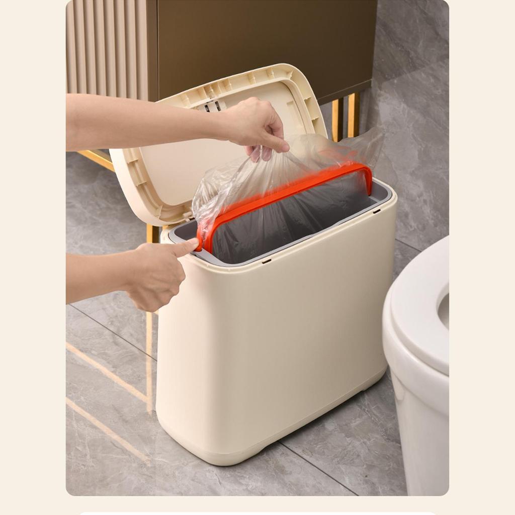 Trash Can with Wheels Brake System Wastebasket for Office Bathroom Home White