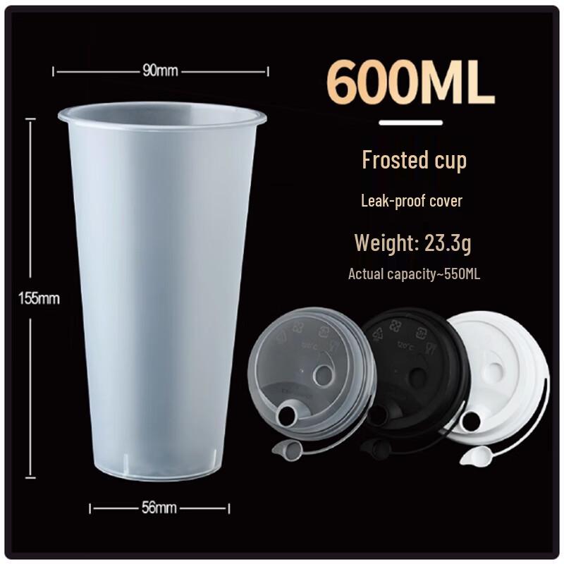 Disposable PP Milk Tea Cups with Lids and Straws