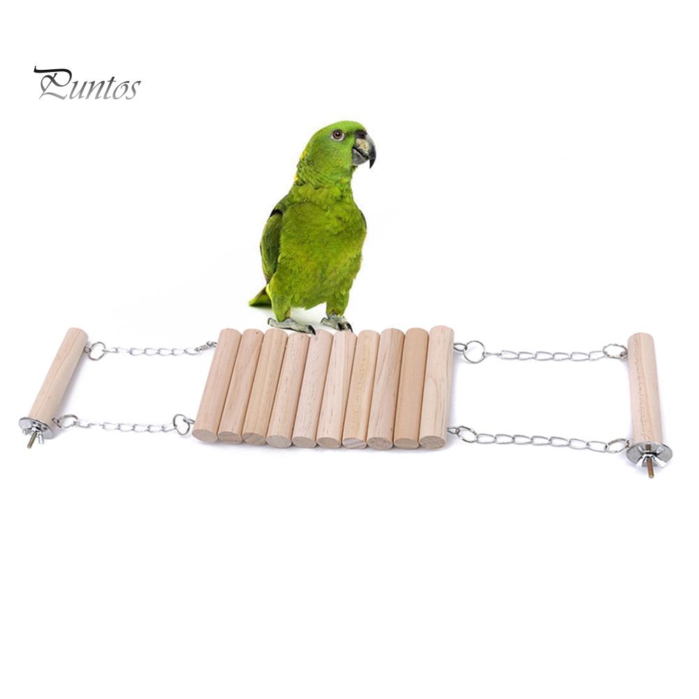 Puntos Chew Toy Pet Small Hamster Birds Parrot Wooden Hanging Swing Hammock Stand Cage
