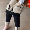 Women's Extra Thick Velvet-Lined Lambswool Leggings - High Waist, Stretchy, Warm Winter Outerwear