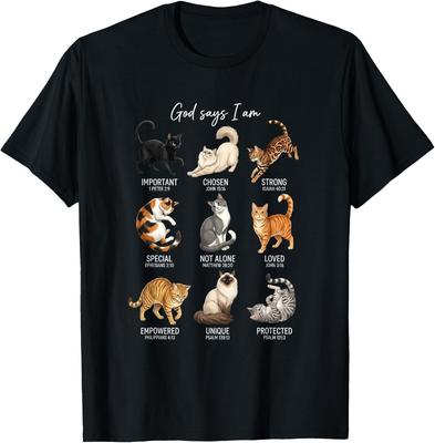 God Says I M Bible Verse Cats Christian Faith Scripture T-Shirt