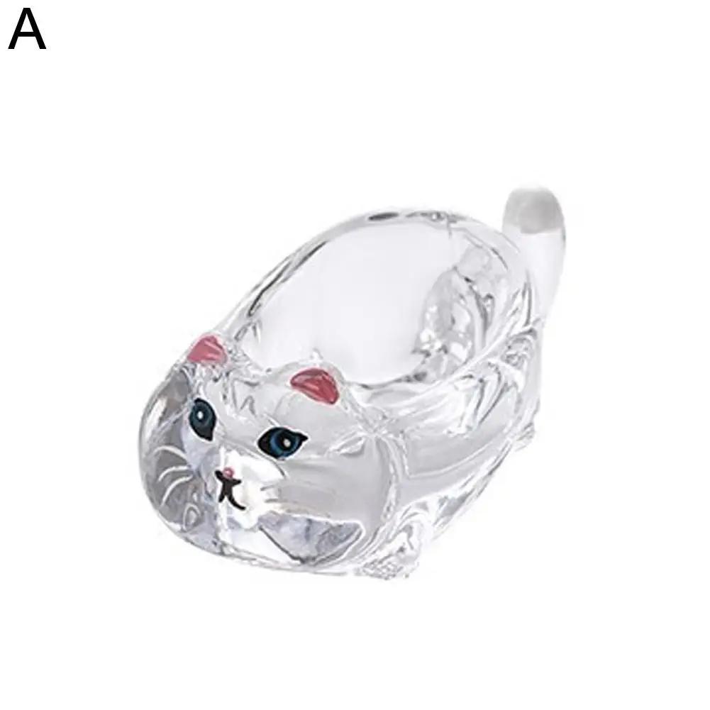Cat Crystal Glass Seasoning Dip Dish Creative Ketchup Vinegar Dish Transparent Snack Dish Oil Cute Holder Chopstick Home O0Z0