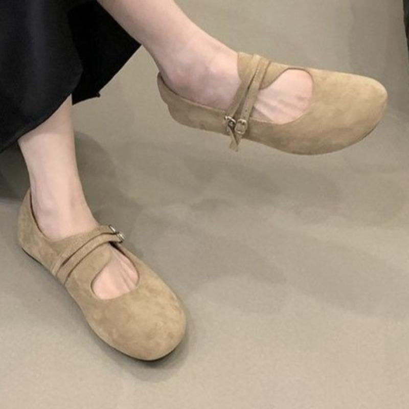 Women Flats Suede Shoes Designer Buckle Elegant Shoes Autumn Casual Sneakers 2025 New Trends Zapatillas De Mujer