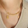Geometric Irregular Gold-Plated English Square Pendant Collarbone Chain - Women's Light Luxury, Non-Fading