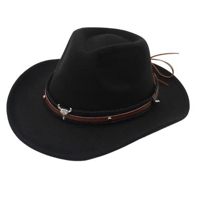 Calf Head Accessories Western Cowboy Hat Ballroom Dress Up Top Hat Ball Performance Jazz Hat Windproof Men'S And Women'S Felt Hat