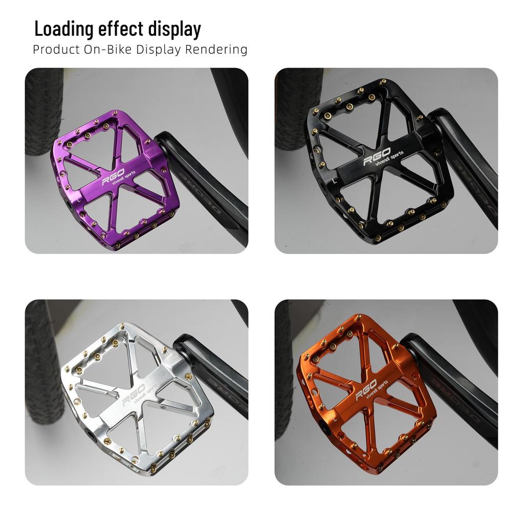 RGO CNC-Aluminiumlegierung Mountainbike-Pedale - Mit Pins für Downhill, Dirt, Slope und XC