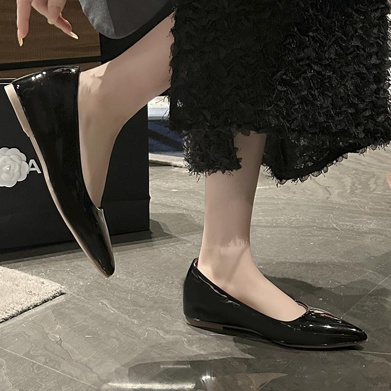 Fashion Flats Women's Shoes Yellow Net Brown Sugar Fruit Color Flat Shoes Shallow Pointed Flat Heels Women's Shoes Large Size