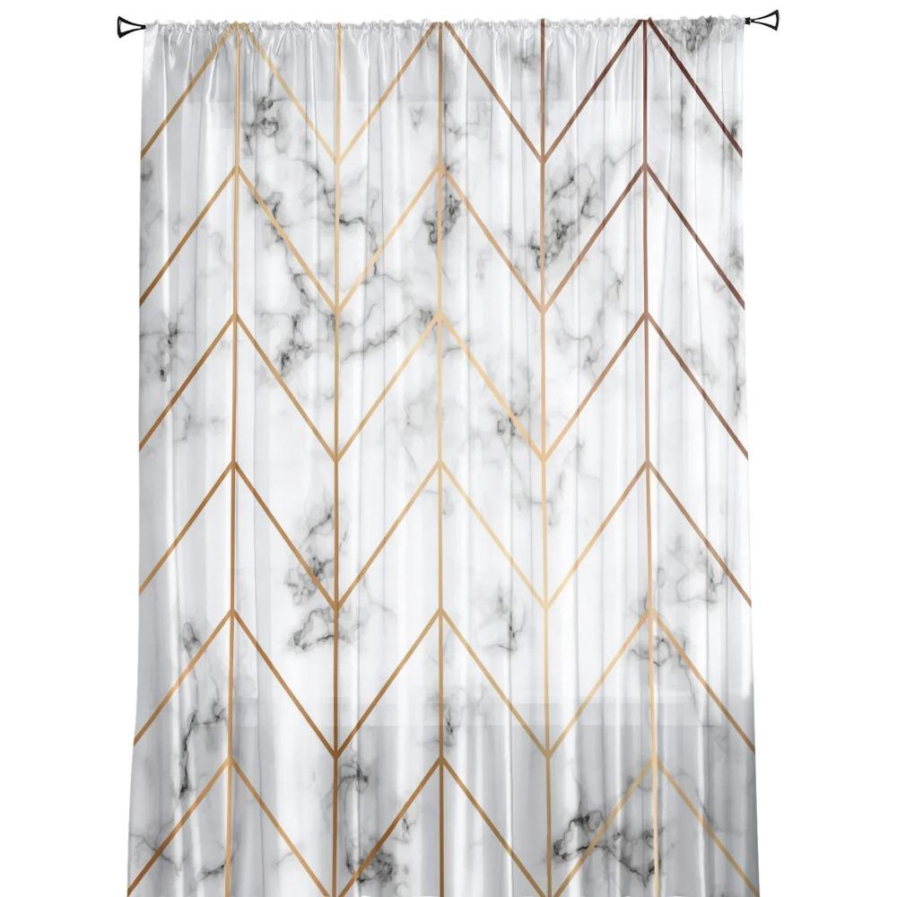 Marble Nordic Style Tulle Sheer Curtains for Living Room Decoration Window Curtain for Bedroom Kitchen Voile Organza Drapes