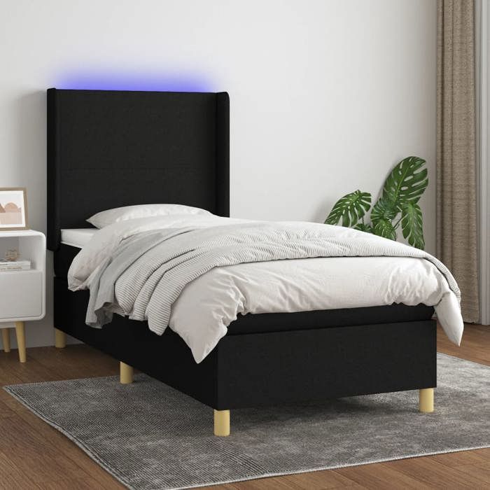 VidaXL Sommier à Lattes de Lit avec Matelas et LED, Lit Rembourré, Lit Simple, Lit Adulte de Chambre à Coucher Intérieur, 3138695