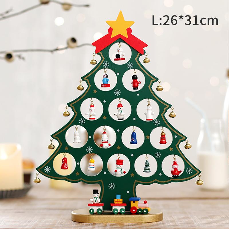

3D DIY Настольная искусственная деревянная рождественская елка с креативными миниатюрными украшениями Украшение стола для украшения рождественской елки L-26*31CM зелёный