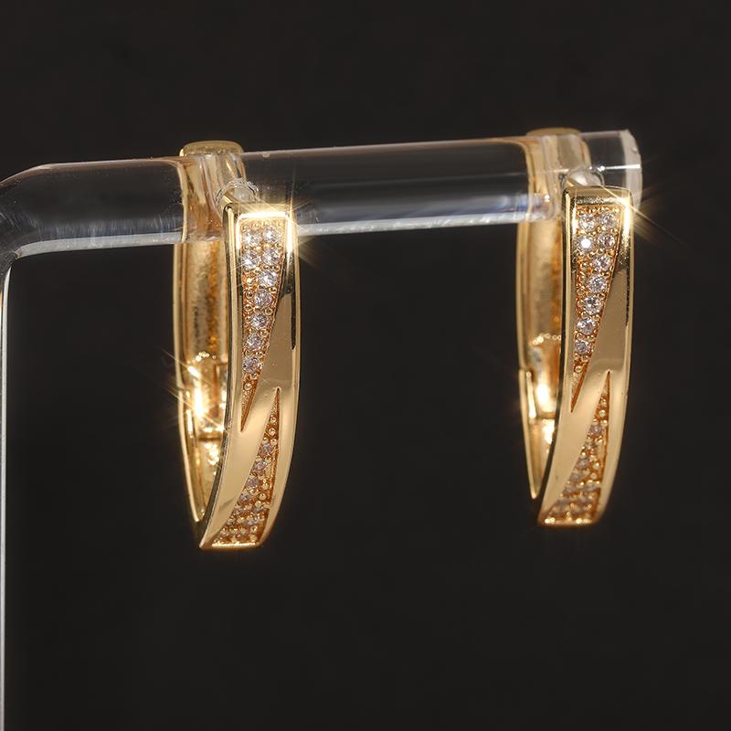Elegant Gold Color Inlaid Cubic Zirconia Dangle Earrings for Women Delicate  Engagement Wedding Earrings Jewelry