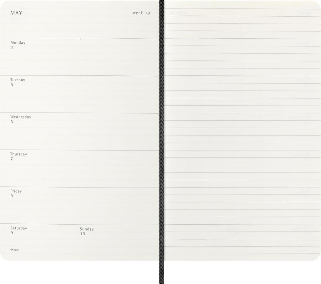 Moleskine 2026 January Weekly Large Size x Soft DSB12WN3Y26 Planner, Start, 12-Month Diary, (13cm 21cm), Cover, Black,