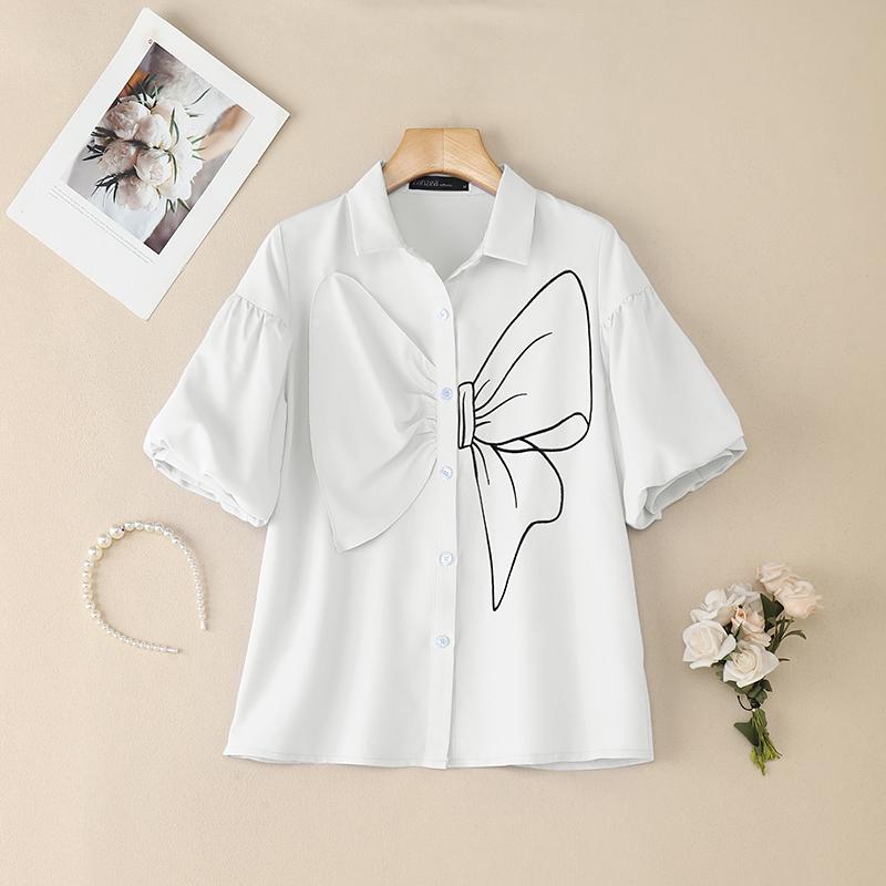 ZANZEA Women Turn Down Collar Summer Casual Short Sleeve Blouse