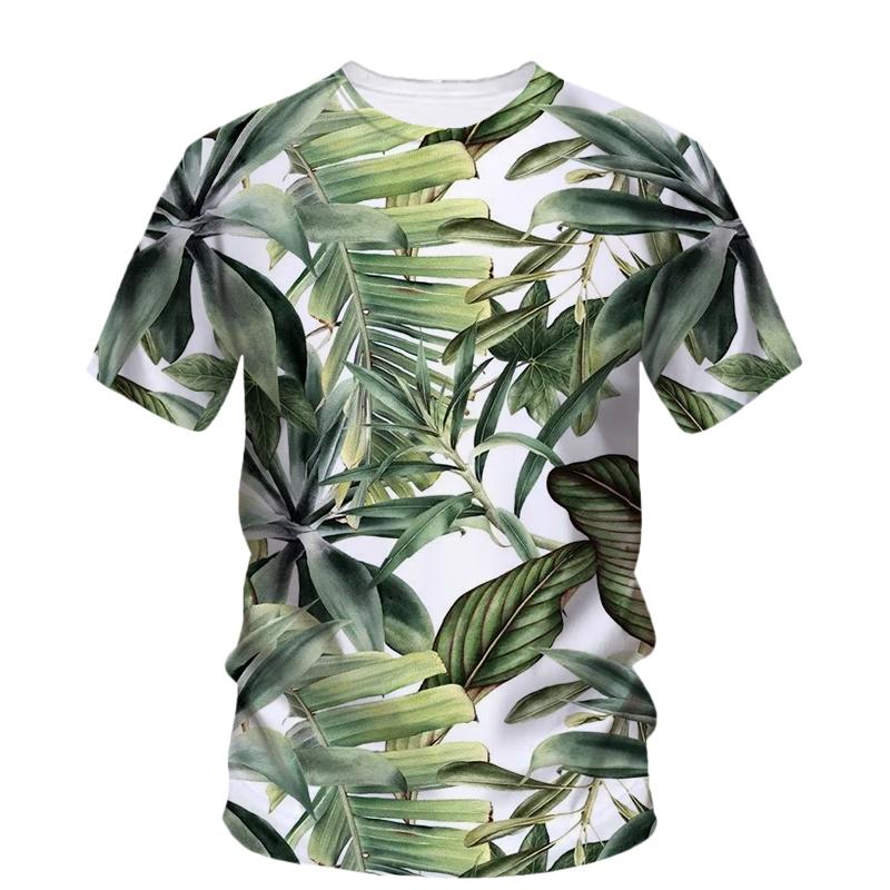 Summer Originality Plant Leaves Graphic T-shirts Trend Casual Personality Fun Printed O-neck Short Sleeve Men's T-shirts