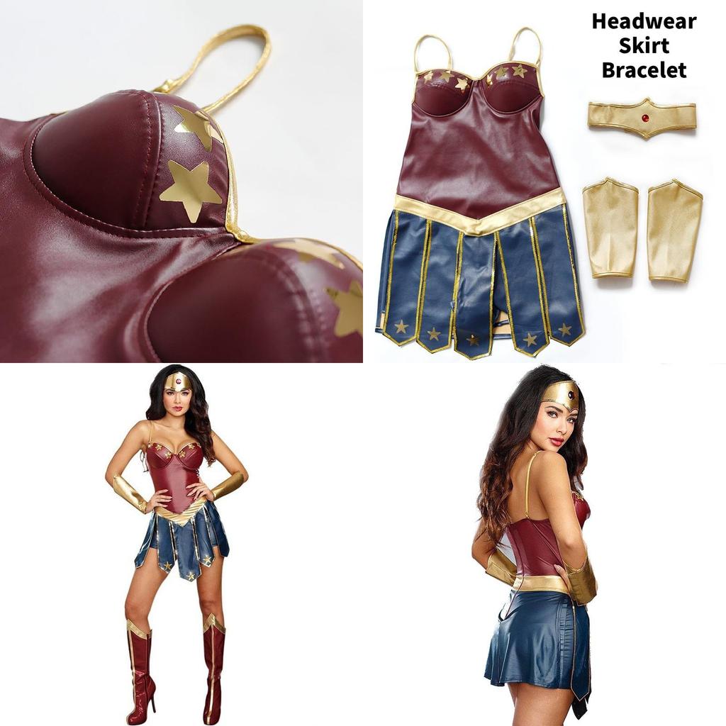 Costume Cosplay a Tema Wonder Woman Con Materiale PU Per Eventi di Giochi e Anime