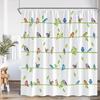 Colorful Bird Shower Curtain Green Leaves Birds On Tree Branch Bathroom Decorative Polyester Fabric Bath Curtains Set With Hooks