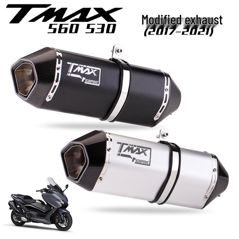 Applicable TMAX-530/560 Stainless Steel Exhaust with Carbon Head & Tail Sections