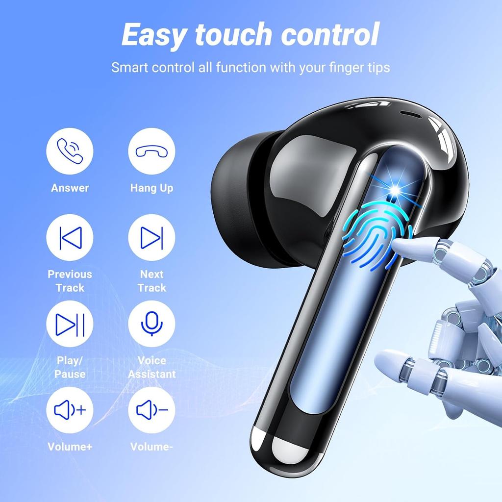 Wireless Earbuds Headphones Bluetooth 5.4 42h Playback for Running/fitness/office 4 Noise Cancelling Microphones IPX6 Earphones for Android iOS