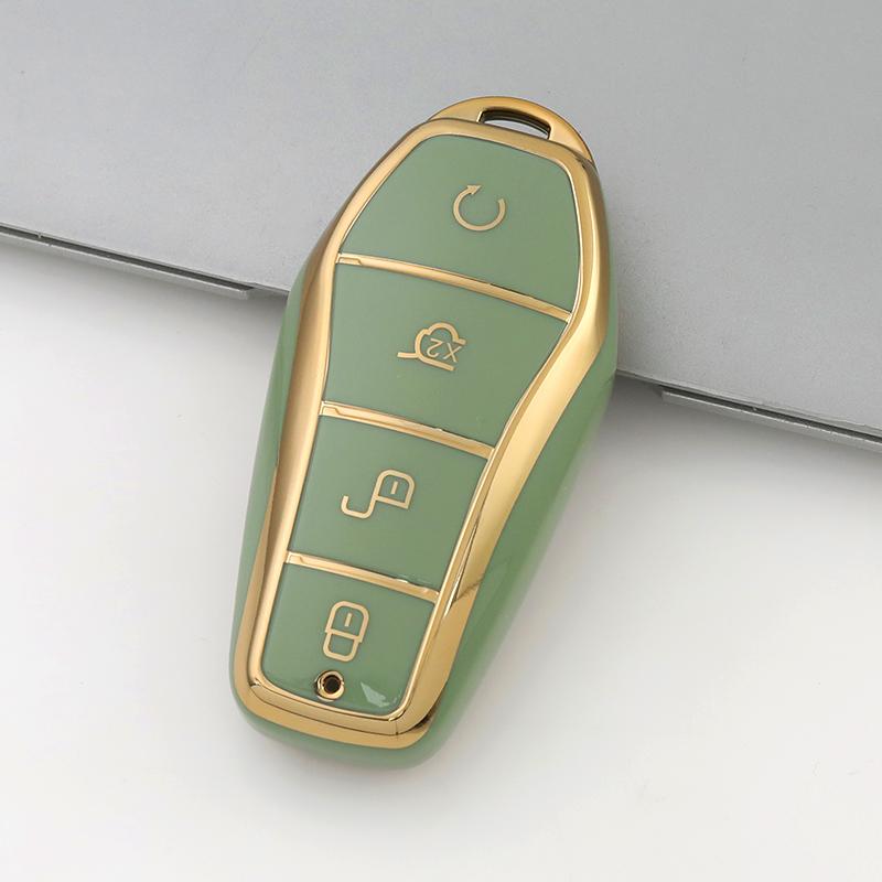 Car Key Case Protect Cover For Byd Qin Plusdmi Atto 3 Han Ev Dolphin Durable 4 Button Tpu Key Case Key Chain Auto Accessories