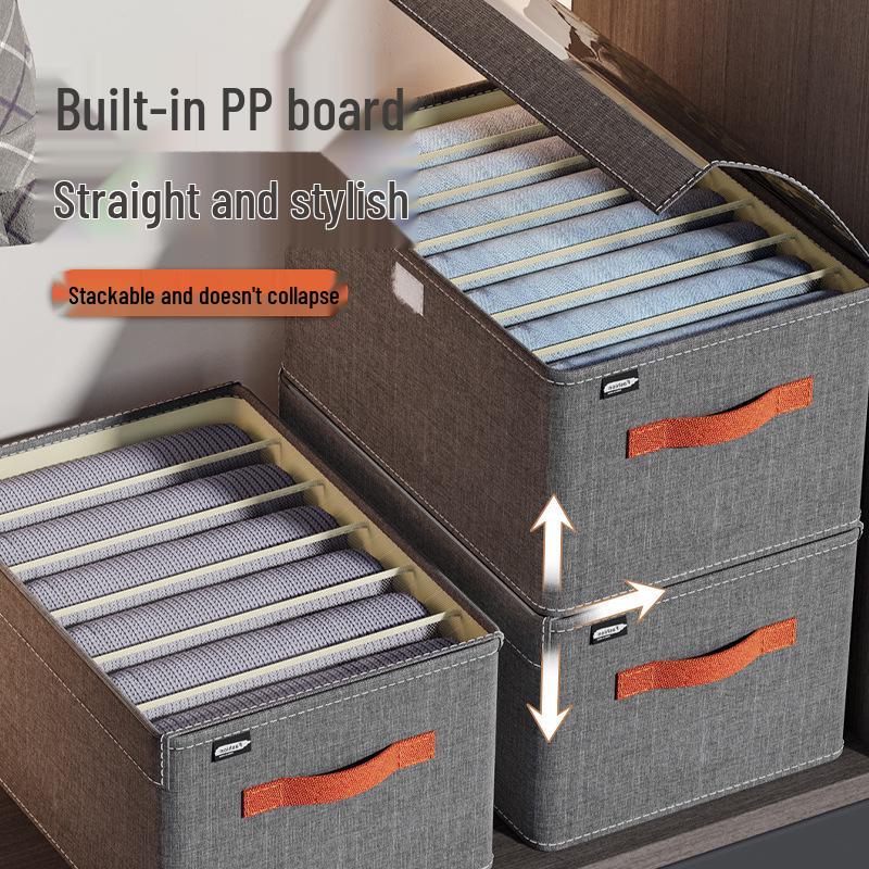 Foldable Cationic PP Storage Box with Lid for Clothes and Pants Organization