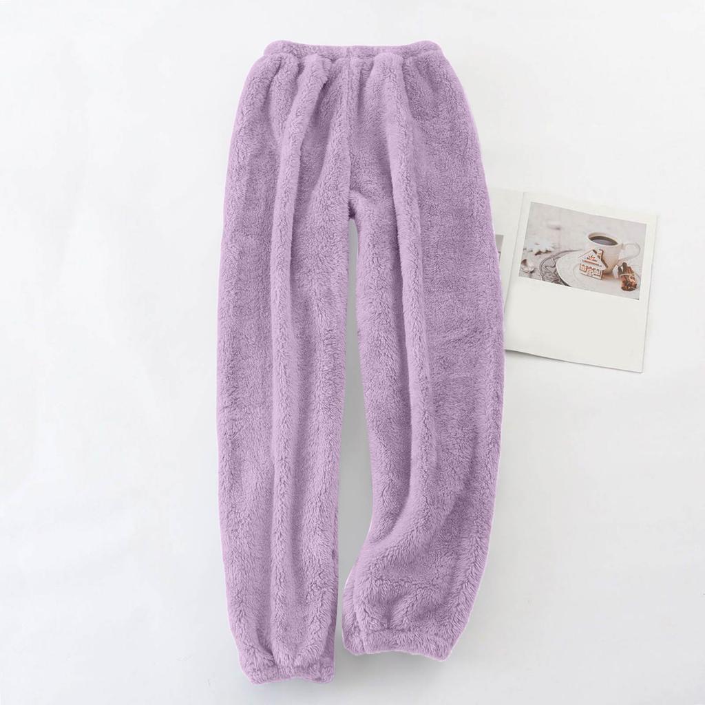 Women's Casual Fashion Loose Fleece-Lined Pants Solid-Color Cuffed Pants