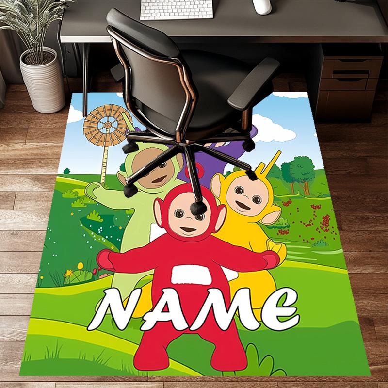 Custom Teletubbies Mat Personalized Name, Polyester Washable Indoor Entryway Rug, Gift for Christmas, Easter, Thanksgiving Day