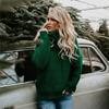 Mode Damen Einfarbig Strickwaren Casual Damen Pullover Dicken Faden Langarm Stehkragen Pullover Pullover Damen