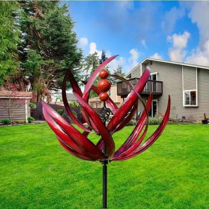 Creative Outdoor Wrought Iron Windmill: Rotating Metal Garden Decoration