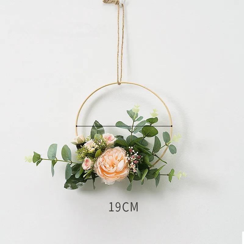 Artificial Eucalyptus Rose Wreath Wooden Wedding Backdrop Wall Decor for Living Room Bedroom - Durable Artificial Greenery