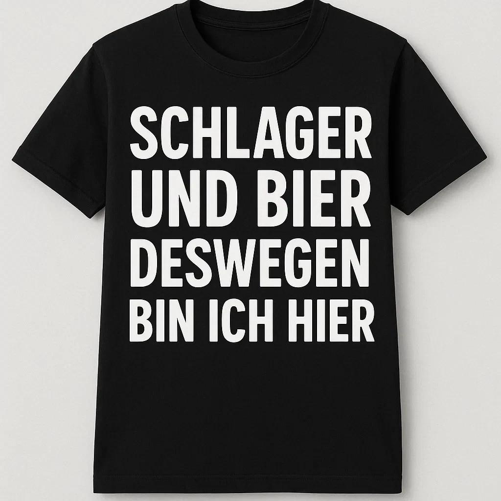 SCHLAGER UND BIER DESWEGEN BIN ICH HIER T-Shirt Fun Spaß Sprüche Lustig XL