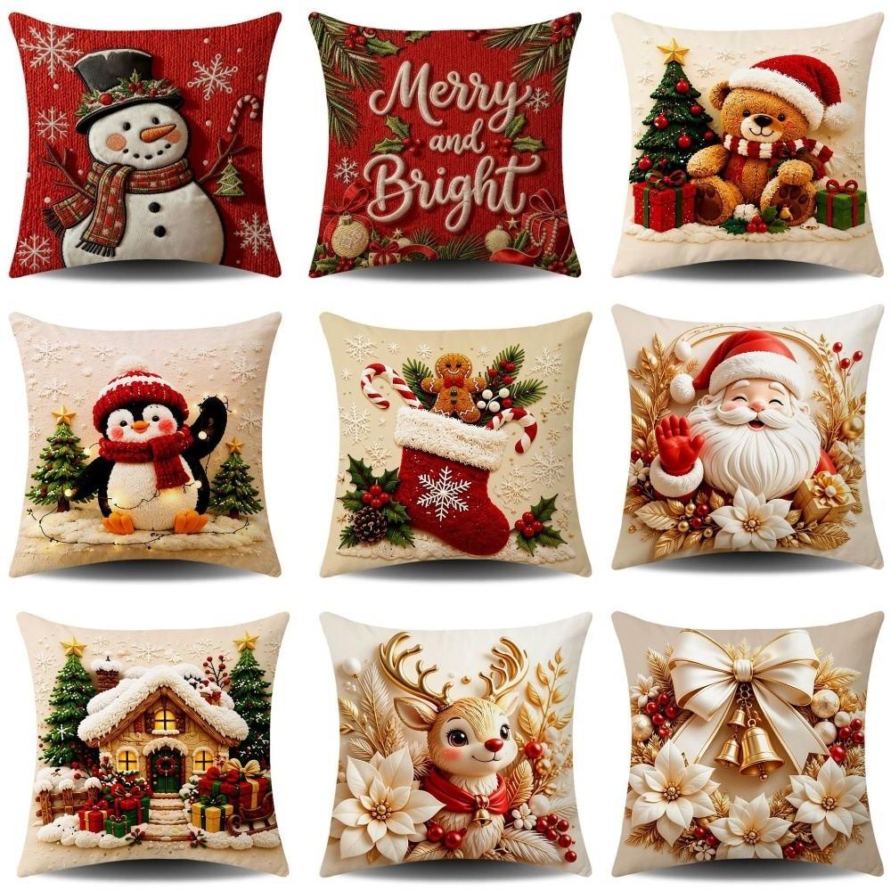 Soft Fabric Holiday Throw Cushion Square Sofa Pillow Case New Christmas Pillow Cover Home Decor
