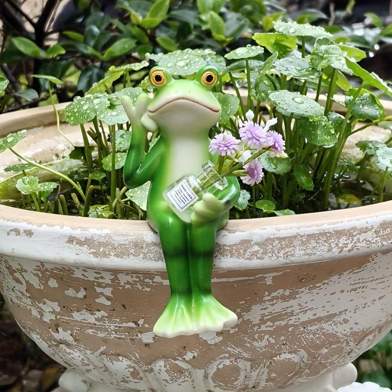 Frog Ornament Hanging Flower Pot Standing Frog Figurines Ornaments Decor for Outdoor Balcony Garden Decoration