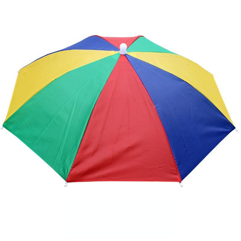 Chapéu Guarda-chuva Arco-íris de Montar na Cabeça, Guarda-chuva Leve de Rua para Colheita de Chá, Chapéu Guarda-chuva de Uso Duplo para Chuva e Chuva