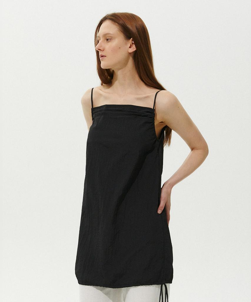 Plack Woman Shirred Sleeveless Mini Dress Black