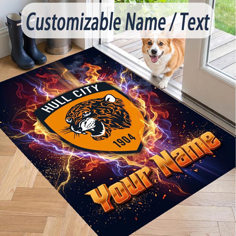 Custom Text Printed Rug Hull City Non Slip Floor Carpet For Home Room Decor