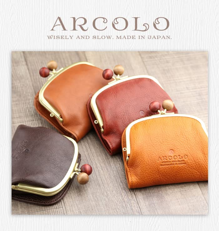 ARCOLO Bifold Wallet with Made in Mustard Women's Clasp, Japan,