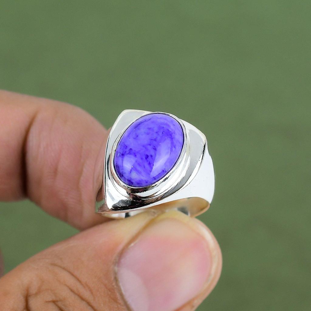 Charoite Ring 925 Sterling Silver Ring Unique Jewelry Top Quality Gemstone Ring Handmade Designer Jewelry Dainty Ring Available In Ring Size