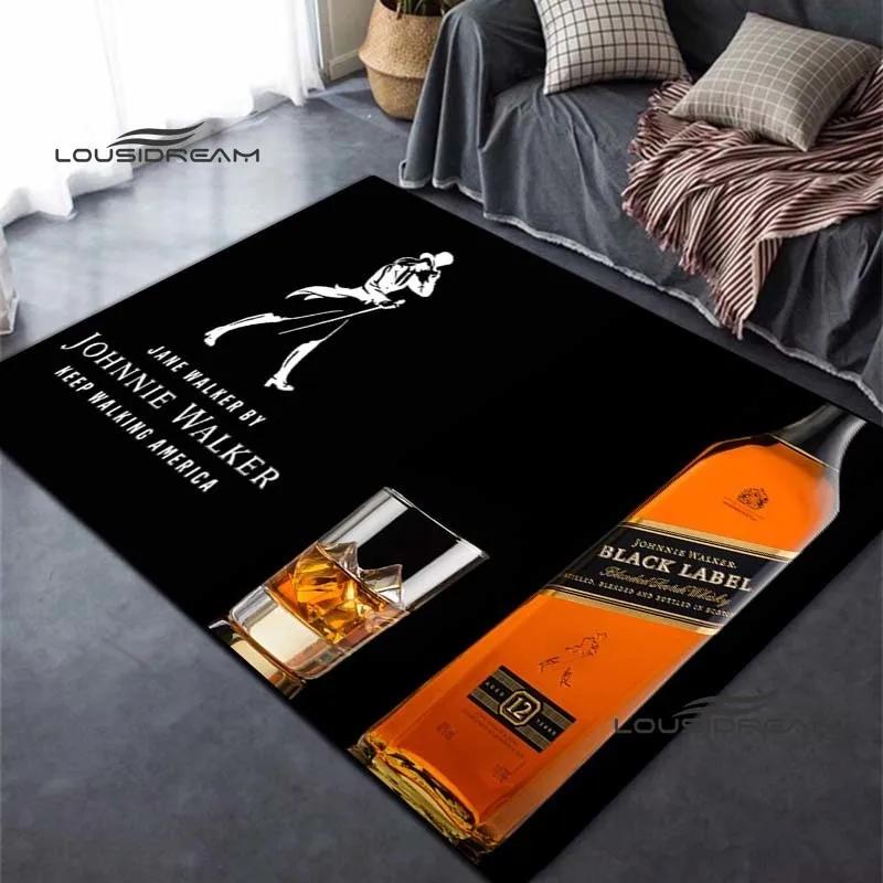 Johnnie Walker Whisky Carpet and Rug Modern Bar Living Room Bedroom Large Area Soft Carpet Study Porch Bedside Non-slip Mat