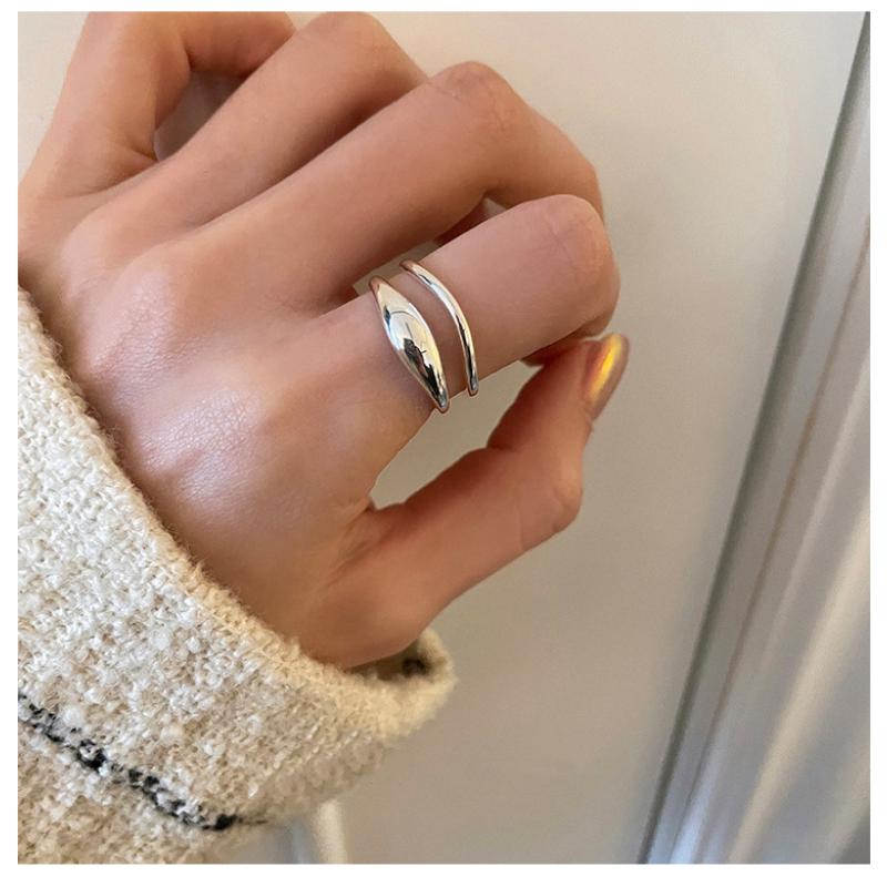 925 Silver Broken Ring Adjustable Vintage Jewelry Layered Women Ring Girl Fashion Accessories Party Birthday Gift Trendy