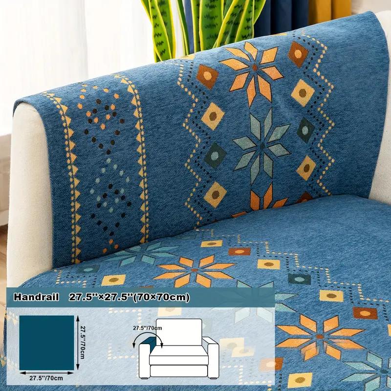 Sofa Cover Geometric Embroidery Sofa Slipcover Thick Plush Sofa Protector Cover Non Slip Couch Covers for Bedroom Office Living Room Home Decor