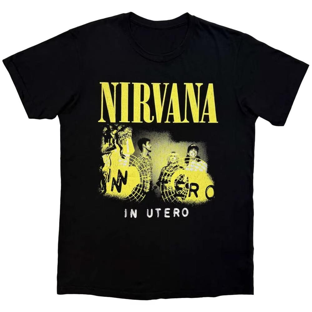 

Унисекс футболка Nirvana Черная Хлопок 2026 Лето Новинка Круглый вырез Свободная Рубашка Стиль Y2k Grunge Hiphop Унисекс Мягкая Короткий рукав 2XL